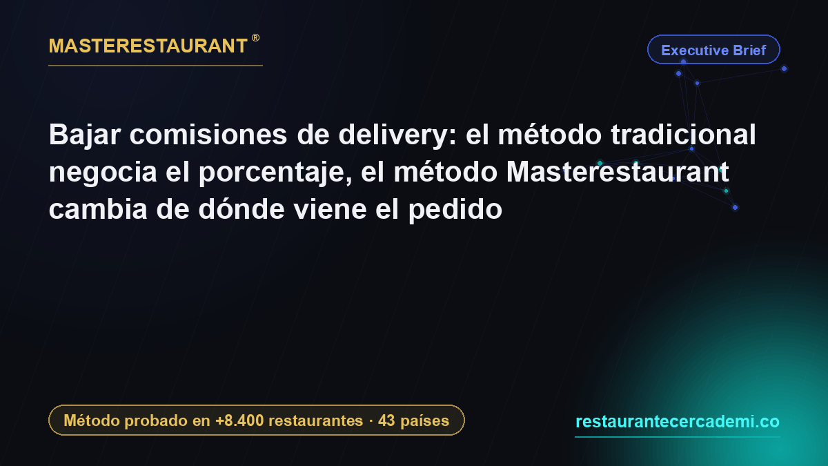 Bajar comisiones de delivery: el método tradicional negocia el porcentaje, el método Masterestaurant cambia de dónde viene el pedido — Masterestaurant