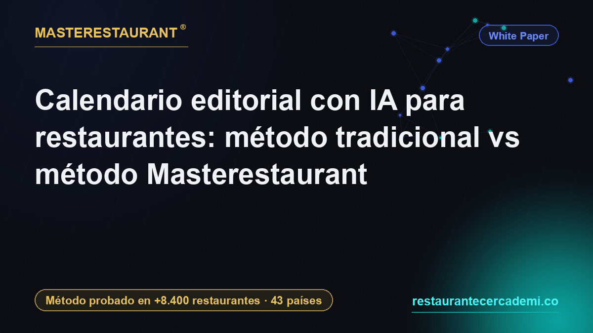 Calendario editorial con IA para restaurantes: método tradicional vs método Masterestaurant: delivery y SEO local — Masterestaurant