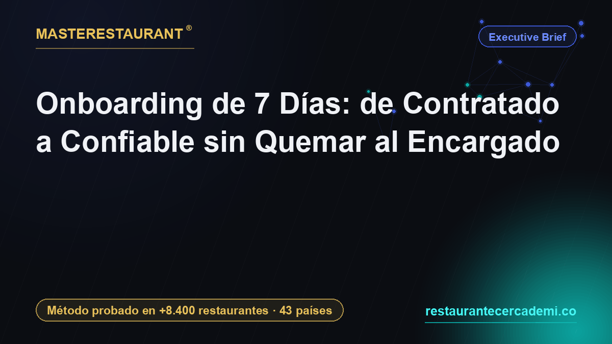 Onboarding de 7 Días: de Contratado a Confiable sin Quemar al Encargado — Masterestaurant